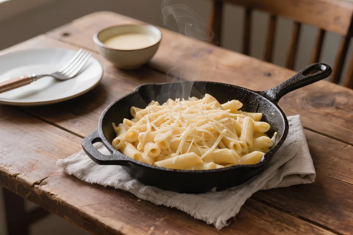 Käse-Nudeln mit cremiger Sauce in einer Schüssel