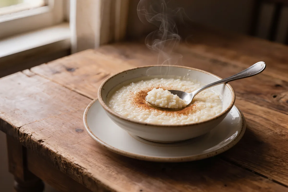 Milchreis mit Zimt in einer Schale